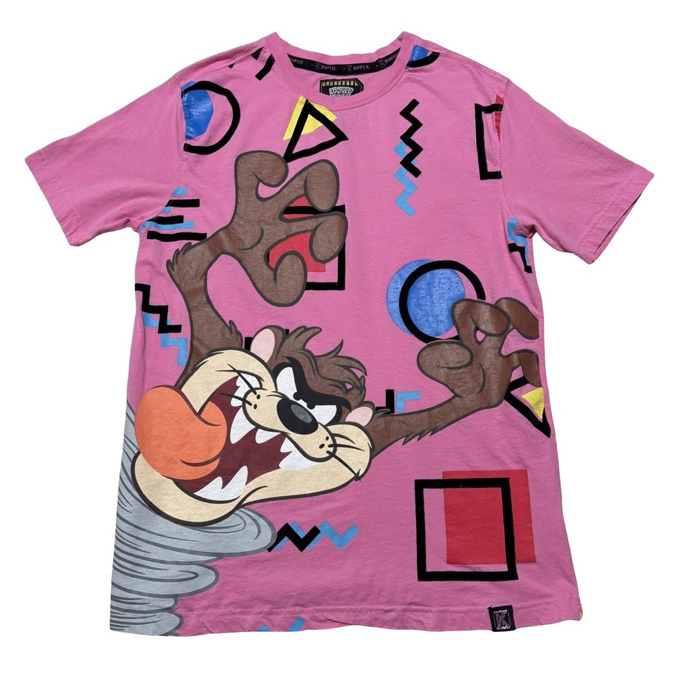 DeKryptic x Looney Tunes Taz Big Graphic T Shirt Pink Size Medium 20 x 28